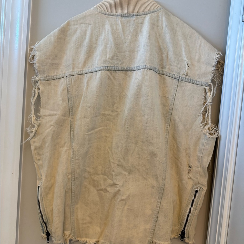 Free People Cream Bomber Jacket with Silver Accents size xs - Picture 3 of 5